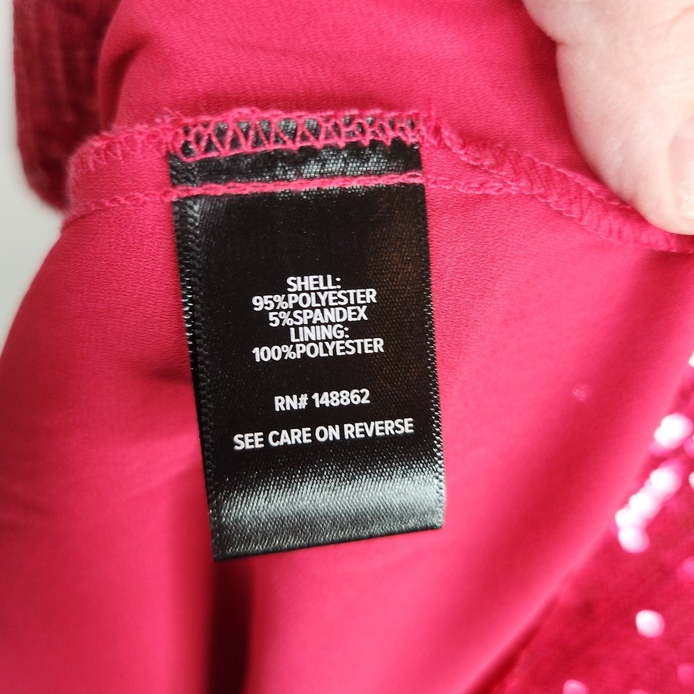 Torrid Hot Pink Sequin Short Sleeve Keyhole Back Blouse Plus Size 1 1X Glam - Picture 6 of 8